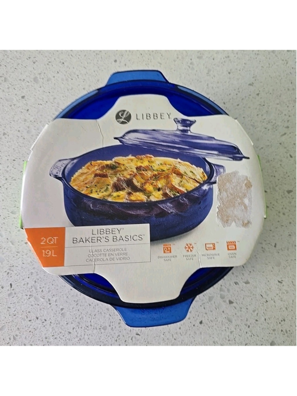 Libbey Baker's Basics 2QT Round Cobalt Blue Casserole Baking Dish & Lid New